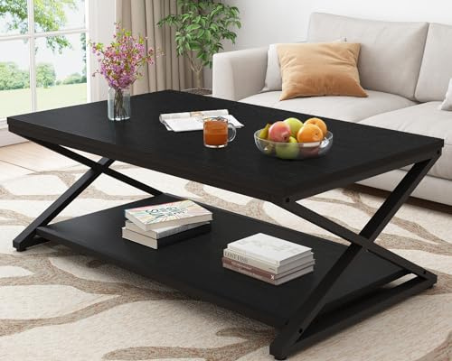 HSH Couchtisch mit Stauraum Rechteckig Wohnzimmertisch Schwarz 120 cm | Wooden Living Room Table Couchtisch Mit Stauraum Wohnzimmertisch für Couch Sofatisch