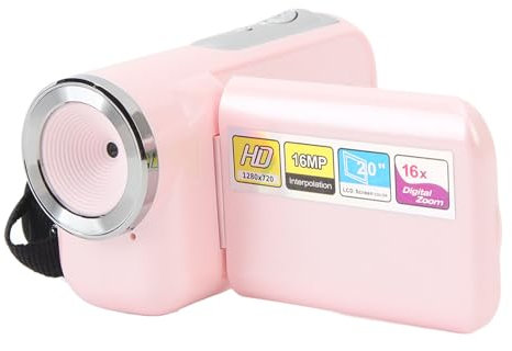 Caméscope pour Enfants, Enregistreur Vidéo Numérique Portable 16MP 1080P HD avec Zoom Numérique 16X, écran LCD TFT 2 Pouces, pour Enfants Garçons Filles Youtube DV Caméscope (Rose)
