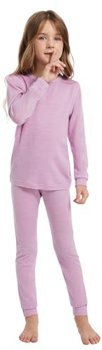 woolcano - Juego de ropa interior térmica para niños unisex, 100 % lana merina para niños y niñas, ropa interior térmica para invierno, cálido y cómodo, 3-4