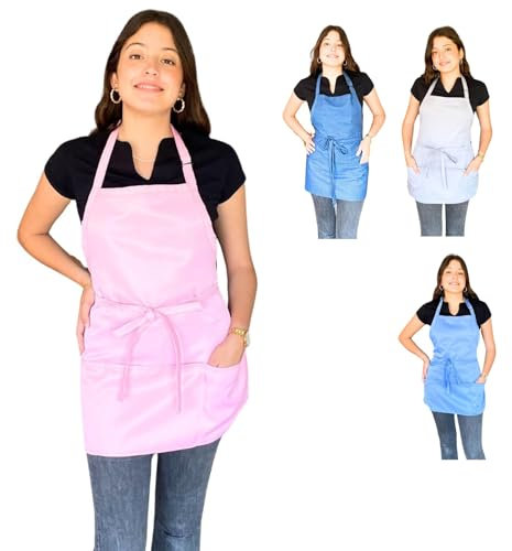 Didart Handmade Delantal Cocina Mujer - Pack 2 unidades. Niña y Niño - 3 Bolsillos. Camarera Cocinera.Mandil cocina mujer.(ROSA 83)