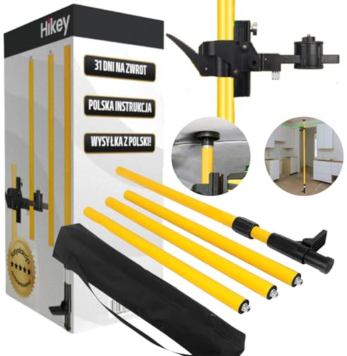 Asta telescopica laser 3,65 m, per laser rotante e laser a linee incrociate, barra di montaggio laser, compatibile con 1/4 e 5/8, supporto telescopico per livellatori per dispositivi di livellamento