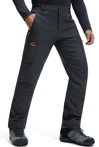 Libin Thermohose Herren Skihose Wanderhose Winter Softshellhose Winterhose Outdoorhose Wasserdicht Schneehose Snowboardhose Kletterhose, Dunkelgrau XXXL
