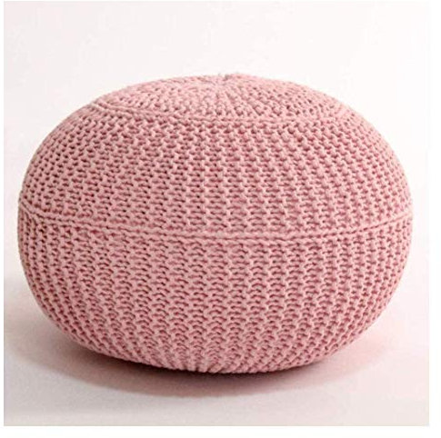 Ottomans Sgabelli Poggiapiedi Rotondo Pouf Lavorato a Mano, Poggiapiedi Lavorato a Maglia con Corda Intrecciata di Cotone Ottimo per Soggiorno, Camera da Letto e Comfort e Durata della Camera,50X