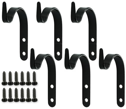 6 Pcs Wrought Iron Wall Hanging Plant Brackets - Small Outdoor Hooks for Baskets, Bird Feeders, Wind Chimes and Lanterns