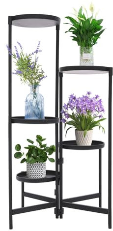 SuhoFutus 5 -Etagen Pflanzenregal aus Metall, Blumenständer Pflanzenregal für Draußen / Drinnen Decor, Eckpflanzenstand - Abnehmbare, Wasserabweisende Oberfläche, Schwarz Blumenregal
