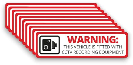 10 Pack - Small WARNING VEHICLE FITTED WITH CCTV Self Adhesive 12cm Stickers - Water Proof, Alarm, Sign, Notice, Decal, Car, Van, Tools - SG242