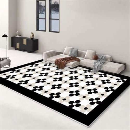 RUGMRZ Wohnzimmers Teppichs Kleine Teppiche Die Schwarze Blumenmusterdekoration ist warm, weich und bequem, pflegeleicht kann individuell angepasst Werden Webteppich 50X80CM