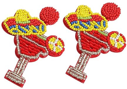 LIFKOME Fashion Women Earrings Beaded Wine Glass Dangle Earrings Statement Jewelry