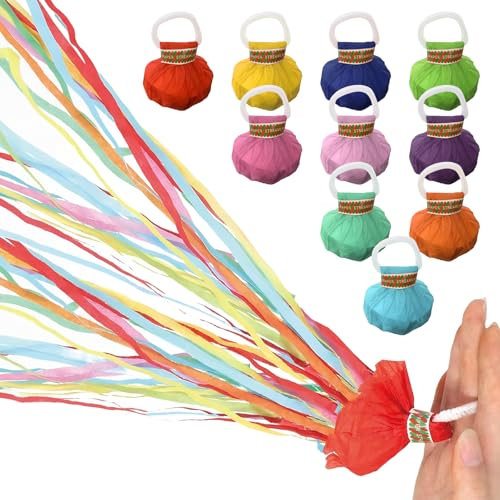 10 Pcs Camina de Lanzamiento de Mano Colorida Serpentinas Fiesta Sin Desastre Crackers de Poppers Decoración de Papel para Fiesta Año Nuevo Celebraciones Boda Cumpleaños Festival (Style B)