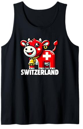 Drapeau Suisse Vache Suisse Alpes Suisses Débardeur