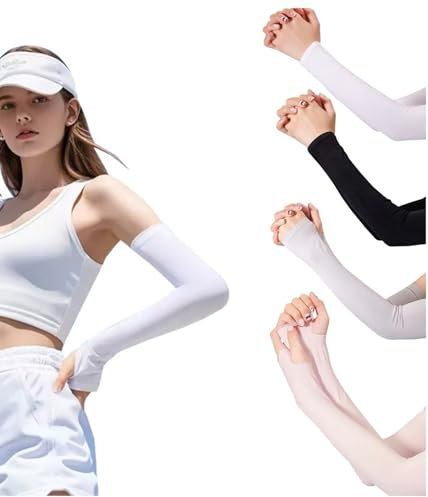 QZLSAYSL Manicotti Braccia，Manicotti Pallavolo，8 Copribraccia Per Uomo, Donna E Ragazzo Per Coprire I Tatuaggi, Fattore Di Protezione Solare Upf 50 (Bianco + Rosa + Nero + Grigio (Donna))