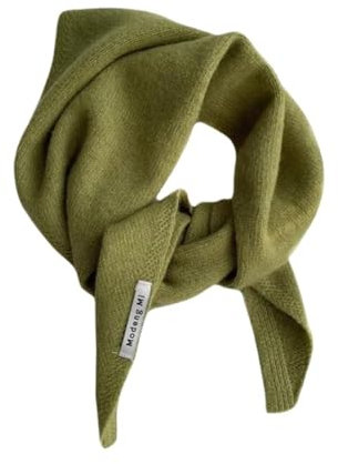 GENODA Dreieckstuch aus Wolle im britischen koreanischen Stil, gestrickt, multifunktional, warm, gestrickt, grün