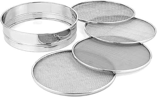Colino per farina Chhalni in acciaio inox con setaccio intercambiabile 4 in 1 per filtrare spezie, Atta, Maida, grano, riso, zucchero per torte, utensili da cucina, set da 1