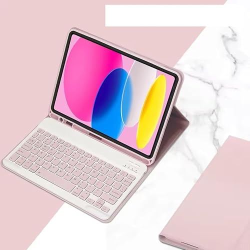 Funda con teclado inteligente para Apple iPad Air de 4ª/5ª generación de 10.9 pulgadas lanzado 2020/2022 con encendido y apagado automático y soporte para bolígrafo (rosa)