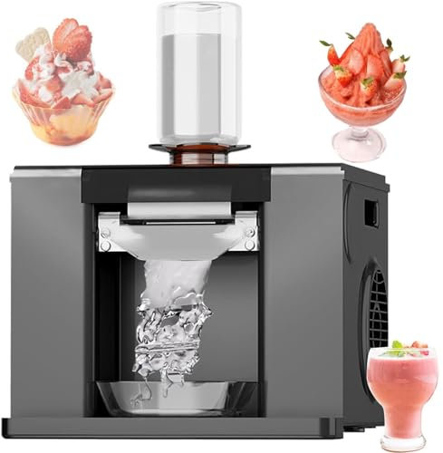 Macchina elettrica for ghiaccio tritato, macchina for ghiaccio a fiocchi neve 280 W 60 kg/giorno, macchina for ghiaccio tritato, raffreddamento aria for casa, feste, ristoranti, negozi,Black