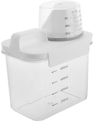SHINEOFI Container and Laundry with Cup Measuring Storage Plastic Space-saving Liquid Laundry Dispenser Washing Powder Storage Box Multifunctional Design