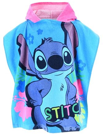 Disney Stitch y Angel Toalla con Capucha para Niñas, Toalla de Playa, Toalla de Baño, Stitch Poncho Toalla para Niñas, Toalla Natación Infantil