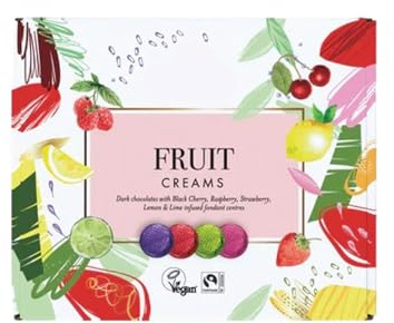 Dark Chocolate Fruit Fondant Creams 200g - Dark Chocolates with Strawberry, Lemon/Lime, Black Cherry and Raspberry