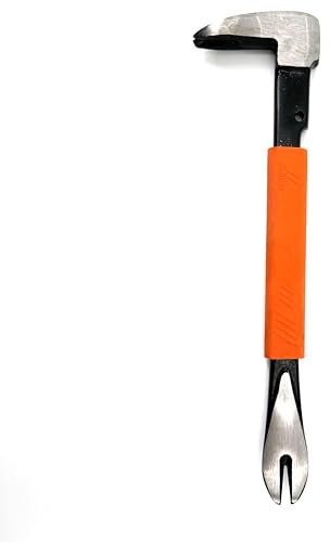 Zeluga 25-346 8'' Precision Nail Puller Cats Paw Pry Bar, Forged High Carbon Steel & Ergonomic Soft Grip, Crow Bar Tool for Prying, Scraping, Lifting, Pulling