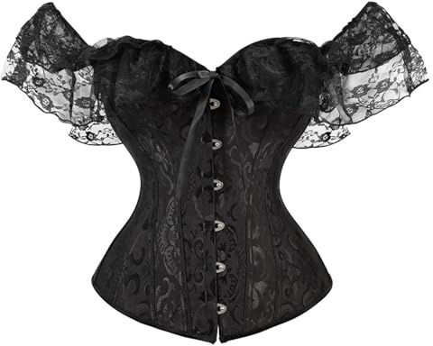 EQWIGKEIT Corset pour femme, style Renaissance, ventre plat, médiéval, corset gainant, gothique, steampunk sous la poitrine, pour fête de la bière, Halloween, carnaval, A5 noir., XS