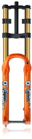 DH Mountainbike Luftfedergabel 27.5/29 Downhill MTB Doppelschulter Gabel BOOST Steckachse 15x110mm Fahrrad Vorderradgabel Federweg 180mm Zugstufeneinstellung Gerader/Konischer(Orange Straight,29'')