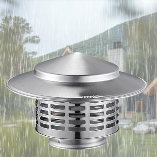 Fireplace Chimney Caps For Outside，Chimney Rain Caps，304 Stainless Steel Chimney Cover，Roof Rain Guard ，40 50 63 75 110mm Ducting Exhaust Cover Vent(63mm)