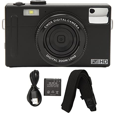 Fotocamera digitale 4K con schermo da 30, fotocamera da 48 MP per adulti e adulti, zoom 16x, fotocamera compatta con doppio schermo, riempimento, batteria per viaggi e uso quotidiano (nero)