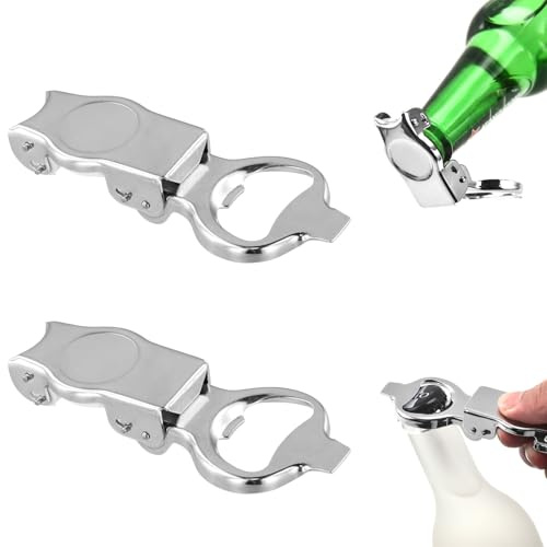 JOYOLA 2 Pcs Stainless Steel Bottle Opener, 2-in-1 Portable Foldable Beer Opener, Compact Design, Rust-Resistant, Multifunctional Bottle Cap Opener for Home Bar, Camping, Pub, Outdoor Activities