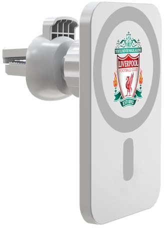 Head Case Designs Officially Licensed Liverpool Football Club Crest Logo Icon Magnetic Car Mount with Wireless Charger 15W Fast Charging Compatible with MagSafe iPhone and Android Qi Devices (White)
