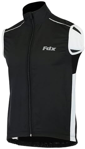 FDX Gilet ciclismo uomo leggero, traspirante, senza maniche, riflettente, antivento e idrorepellente, ideale per bici, corsa, MTB, escursionismo e fitness
