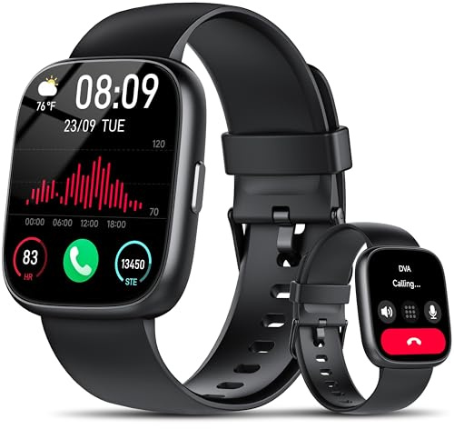 Smartwatch Herren Damen, 1.83 Smart Watch mit Bluetooth Anrufen/Alexa, 100+Sportmodi Fitnessuhr mit Herzfrequenz/Schlafmonitor/Schrittzähler, IP68 Wasserdicht Fitness Tracker Sportuhr für Android iOS