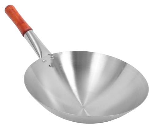TEMPNAP Padella Wok in Acciaio Inossidabile Manico Singolo, Resistente alla Corrosione e All'usura, Profonda per Verdure, la Vita Quotidiana in Cucina