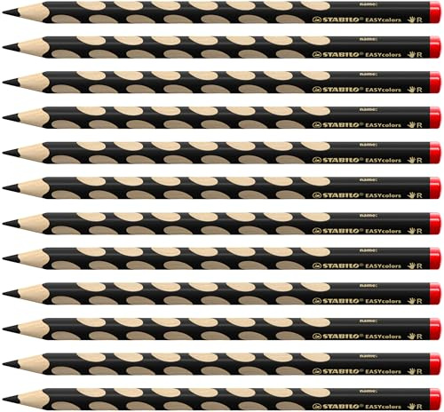 STABILO - Ergonomischer Buntstift für Rechtshänder - EASYcolors | 12er Pack, schwarz