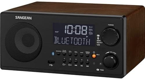 Sangean WR22BK FM-RBDS/AM/USB Bluetooth Digital Tabletop Radio with Remote