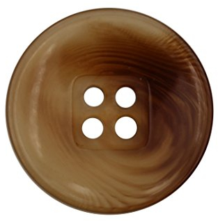 Hartmann-Knöpfe 6 Stück, echte Büffel Horn Knöpfe, 4-Loch, mit sichtbarer Maserung, braun, leicht transparent, fast flache Form, in 3 Größen erhältlich (6 Stück) (15mm)