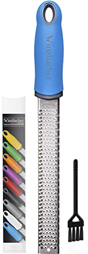 Winzbacher – Rallador para Queso, Limón, Nuez Moscada, Jengibre y Más | Cuchilla de Acero Inoxidable Afilada | Apto para Lavavajillas | Incluye Cepillo de Limpieza (Ocean Blue | Azul)