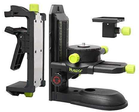 Huepar Adattatore Livello Laser, Base Girevole Multifunzionale Magnetica con Clip Regolabile, Supporto di Regolazione Fine a 360° con Filetto Maschio 1/4-20, Regolazione Altezza- PV10+