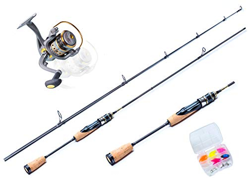 Ultralight Angelset Ready for Fishing ! 180cm UL-Carbonrute + Angelrolle Expert500 mit Schnur + Köderset. Spinnrute - Steckrute 2-teilig - extrem biegsam