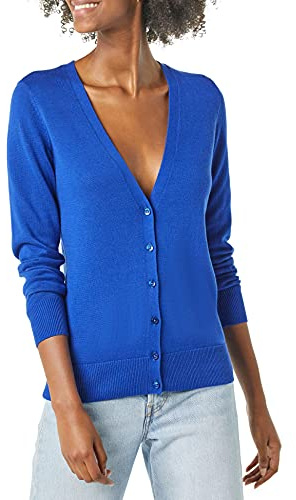 Amazon Essentials Damen Leichter Cardigan-Pulli, Kräftiges Blau, L