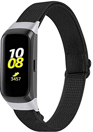 Chofit Strap Compatible with Samsung Galaxy Fit Straps, Adjustable Woven Nylon Elastic Arm Bands Replacement Sport Wristband for Galaxy Fit SM-R370 Fitness Tracker (Not for SM-R375) (Black)