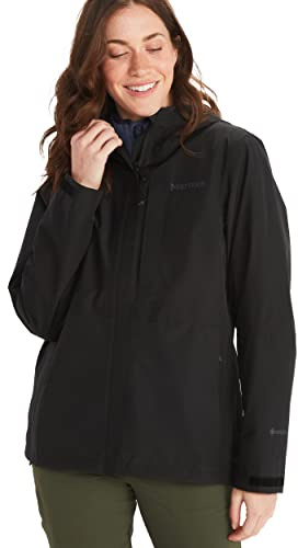 Marmot Kvinnor Wm's Minimalist Jacket, Vattentät Gore-Tex regnjacka, andningsaktiv regnjacka med huva, lätt Hardshell Windbreaker för vandring och cykling, Black, L