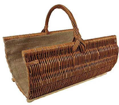 Holzkorb aus Weide mit Jute Braun Natur 60x45x48 cm