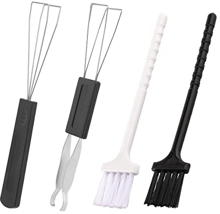 4 Pack Stainless Steel Keycap Puller and Brush Cleaning Tool Set - Keycaps Remover and Brush Cleaner for Mechanical Keyboards