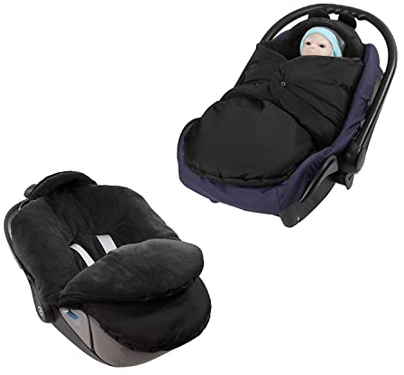 millybo Fußsack Baby Einschlagdecke für Winter geeignet für Kinderwagen Babyschale Babybett Autositz Buggy (Nylon schwarz- Minky schwarz 600.005)