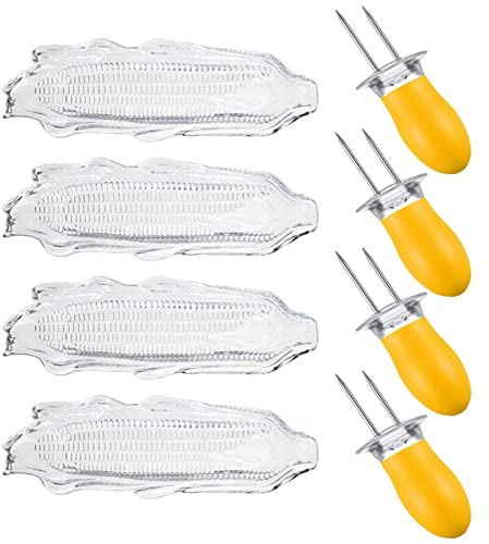Barbecue Tools Corn Tray And Corn Cob Holder Set,Storage Container Barbecue Transparent Plate, Corn Cob Rack Set