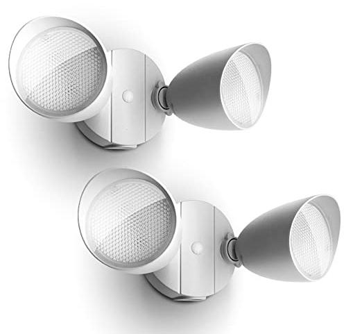 UME 2-Packs 2500 Lumen 32 Watt 28 LED Dual-Head Floodlight Outdoor, Full Metal Design, Waterproof Exterior Security Wall Light for Patio, Garden, Yard-White