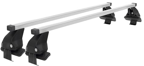 Menabo Dachträger Grundtäger kompatibel mit BMW X4 F26 2014-2018 Stahl 50kg Silber 2tlg Ohne Reling für Fahrradträger, Dachboxen, Skiträger Abschließbar