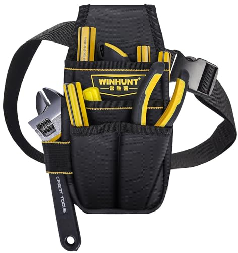 Winhunt Porte-Outils Avec Anneau Marteau, Sangle en Nylon Résistant à la Déchirure, 15 Poches, 12.5x6x23.5cm, Pour Artisan Électricien, Jardinier, Fleuriste