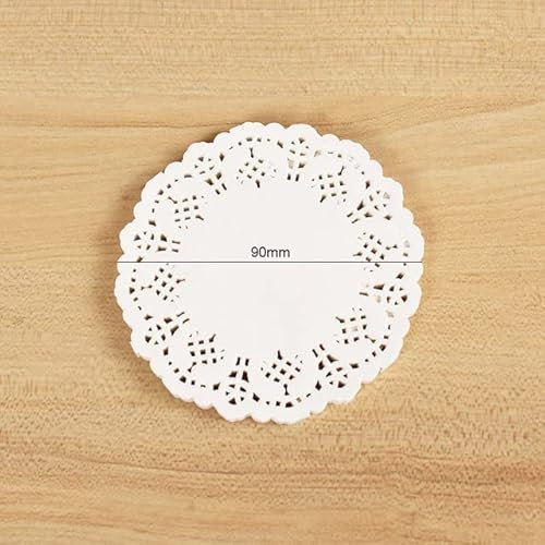 QIUMING 100 pièces Blanc Rond Dentelle caboteur napperon Papier Dentelle gâteau Tapis napperons Mariage Cadeau Emballage pour Anniversaire noël Table Bricolage décor
