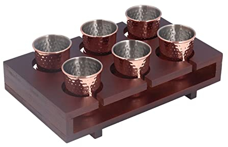 Yctze 6pcs 100ml Copper Plated Moscow Mule Mug Stainless Steel Cocktail Cup Set with Storage Holder for Home Party Material Made of Stainless Cup Stainless 100ml Plated Set
